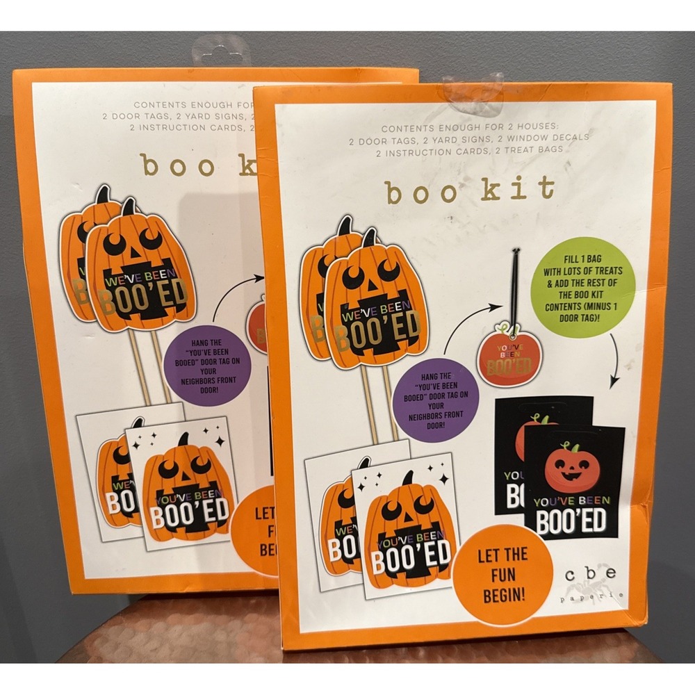 2 CBE Paperie Halloween You've Been Boo'ed Boo House Kit Treat Bags Signs Decals
